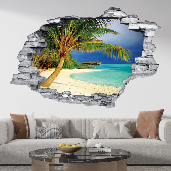 Vinilo Adhesivo trampantojo 3D - Playa Palmeras