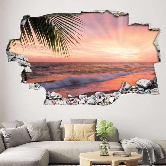 Vinilo Adhesivo trampantojo 3D - Playa Palmeras