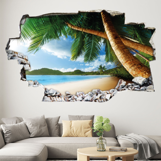 Vinilo Adhesivo trampantojo 3D - Playa Palmier