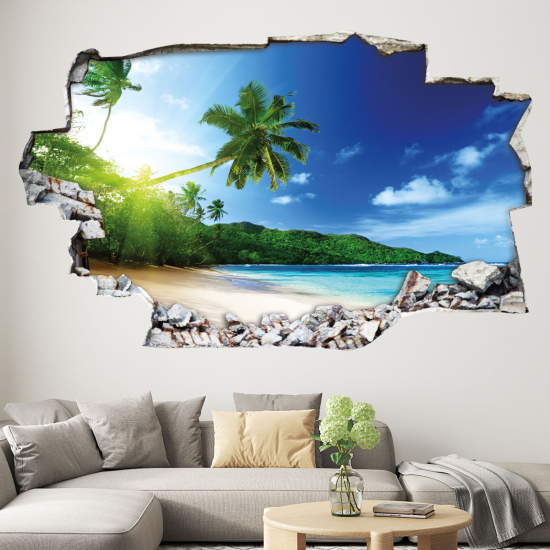 Vinilo Adhesivo trampantojo 3D - Playa Palmier