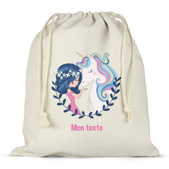 Bolsa de hilo personalizada - Chica y unicornio