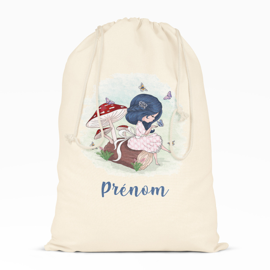 Bolsa de hilo personalizada - Niña pequeña hongos