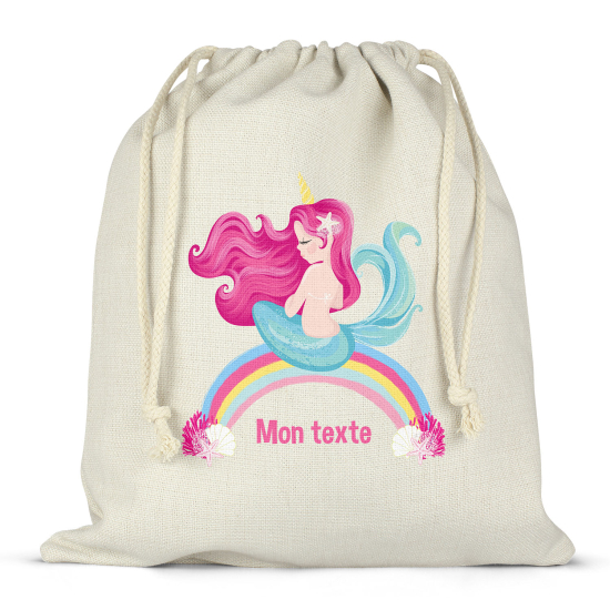 Bolsa de hilo personalizada - Sirena arcoíris