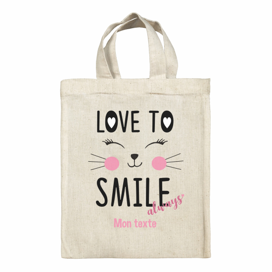 Bolsa de tela personalizada - Chat ama sonreír
