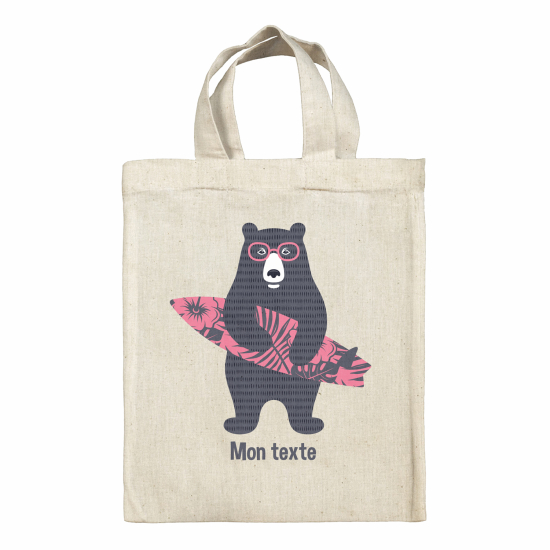 Bolsa de tela personalizada - Oso surfista