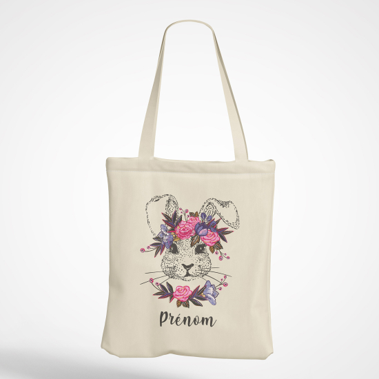 Bolsa personalizada - Conejo floreado