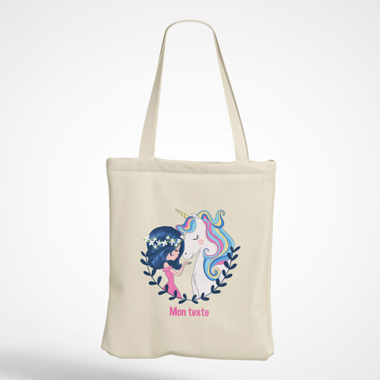 Bolsa personalizada - Pequeña niña unicornio