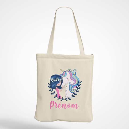 Bolsa personalizada - Pequeña niña unicornio