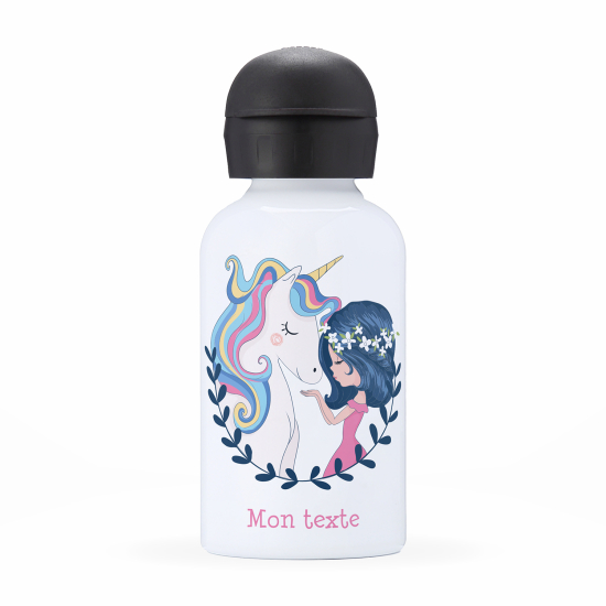 Cantimplora isotérmica personalizada para niños - Chica y unicornio