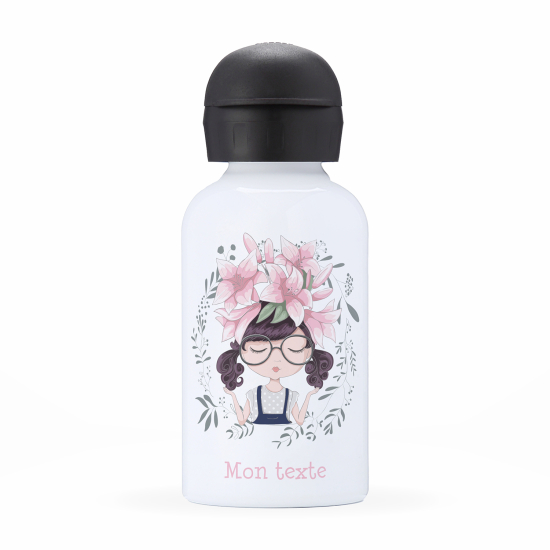 Cantimplora isotérmica personalizada para niños - Niña pequeña flores