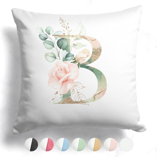 Cojín bicolor con monograma e iniciales - B