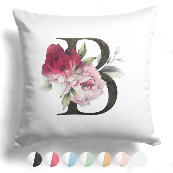 Cojín bicolor con monograma e iniciales - B