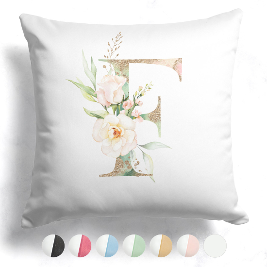 Cojín bicolor con monograma e iniciales - F
