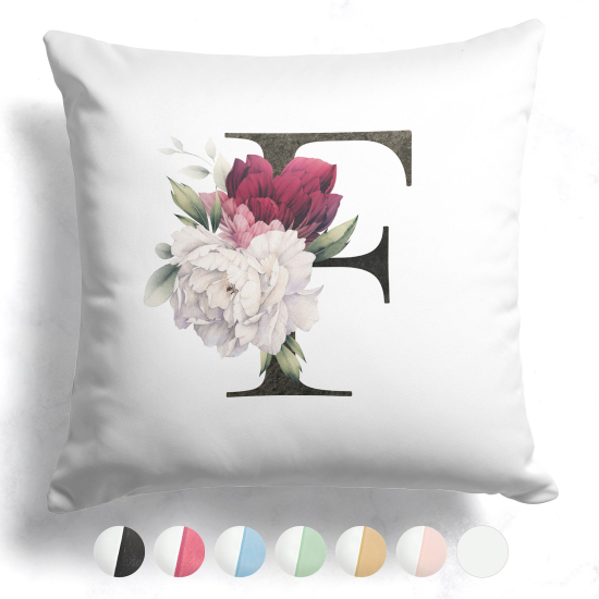 Cojín bicolor con monograma e iniciales - F