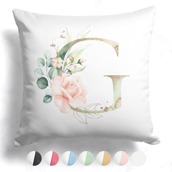 Cojín bicolor con monograma e iniciales - G