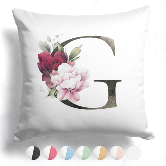 Cojín bicolor con monograma e iniciales - G