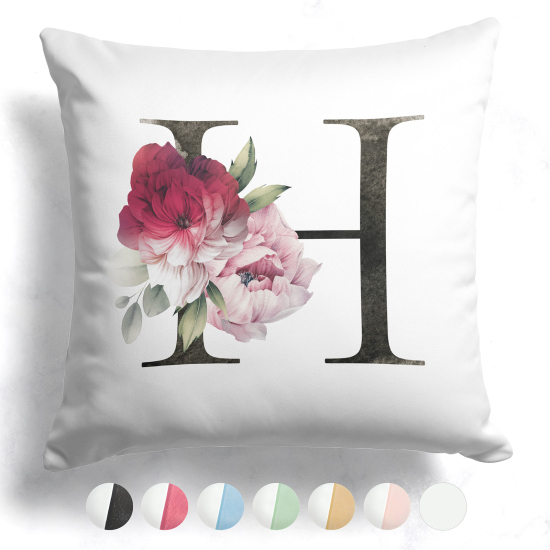 Cojín bicolor con monograma e iniciales - H