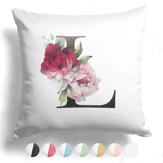 Cojín bicolor con monograma e iniciales - L