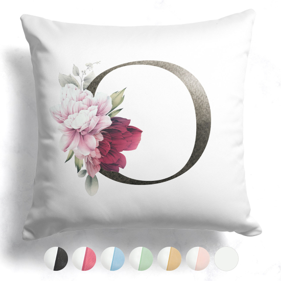 Cojín bicolor con monograma e iniciales - O