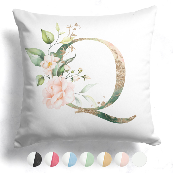 Cojín bicolor con monograma e iniciales - Q