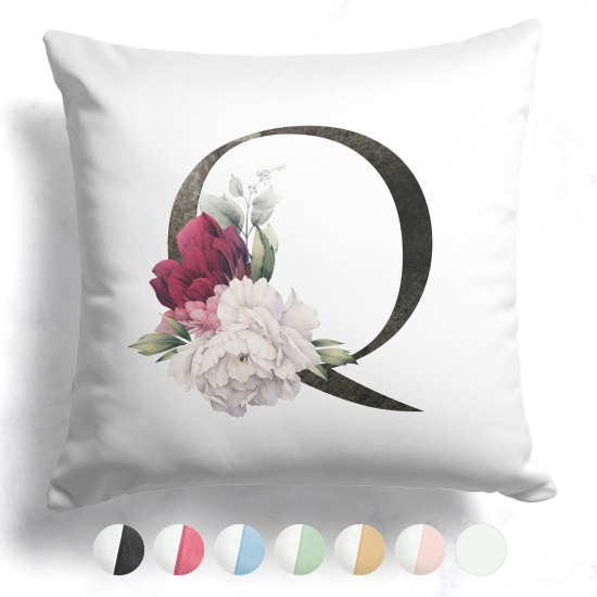 Cojín bicolor con monograma e iniciales - Q