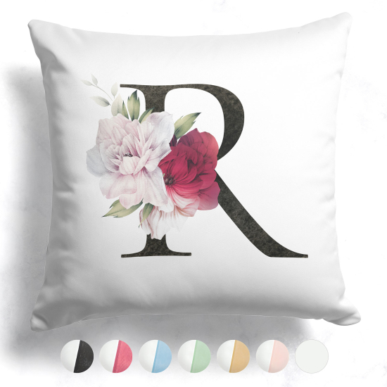 Cojín bicolor con monograma e iniciales - R