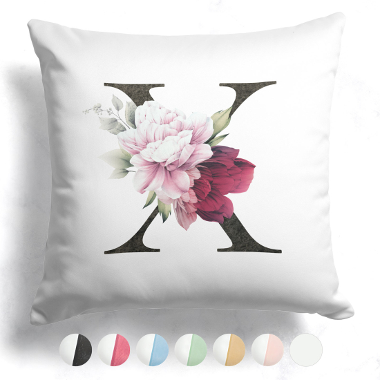 Cojín bicolor con monograma e iniciales - X