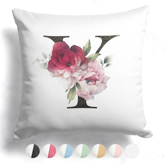 Cojín bicolor con monograma e iniciales - Y