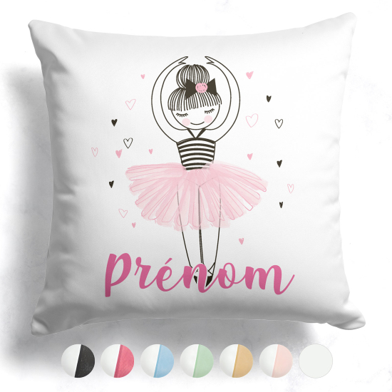 Cojín bicolor personalizado - Bailarina corazones