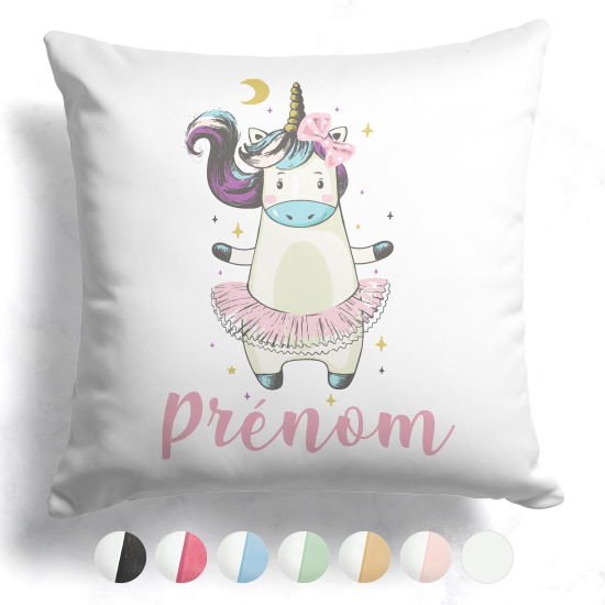 Cojín bicolor personalizado - Bailarina unicornio