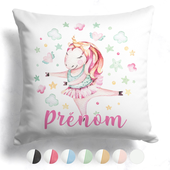 Cojín bicolor personalizado - Bailarina unicornio