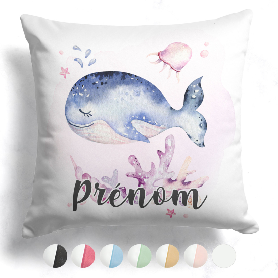 Cojín bicolor personalizado - Ballena océano