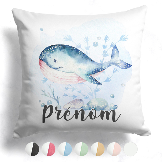 Cojín bicolor personalizado - Ballena océano
