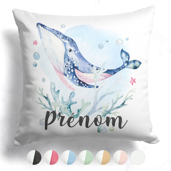 Cojín bicolor personalizado - Ballena océano
