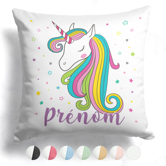 Cojín bicolor personalizado - Bonita unicornio estrellas