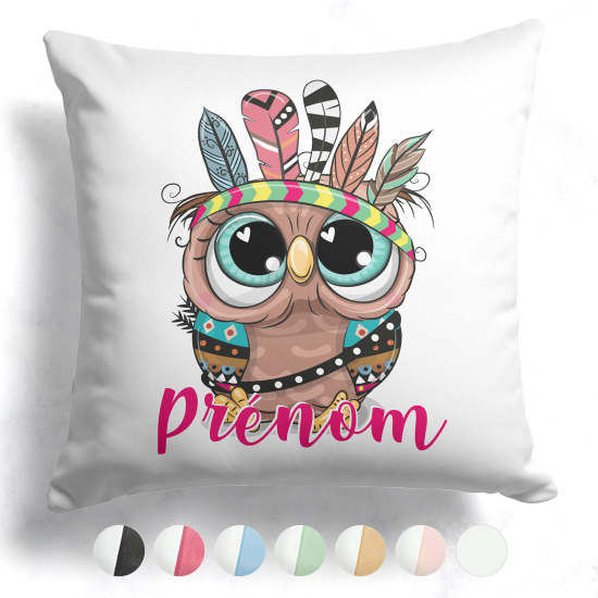 Cojín bicolor personalizado - Búho indio