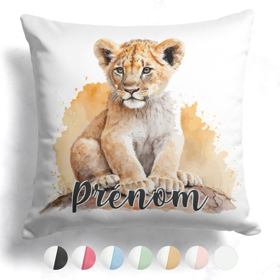 Cojín bicolor personalizado - Cachorro de león