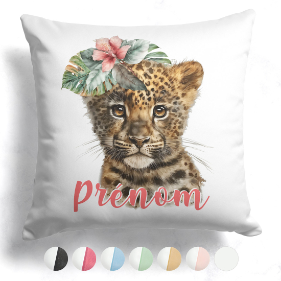 Cojín bicolor personalizado - Cachorro de león flor
