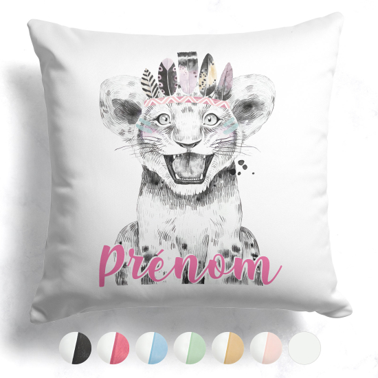 Cojín bicolor personalizado - Cachorro de león indio