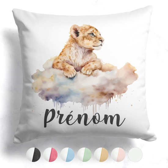 Cojín bicolor personalizado - Cachorro de león nubes