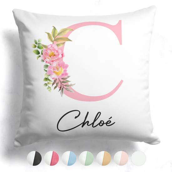 Cojín bicolor personalizado con monograma - Letra C