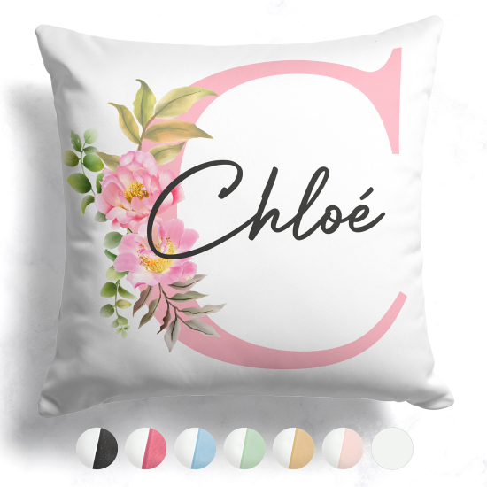Cojín bicolor personalizado con monograma - Letra C