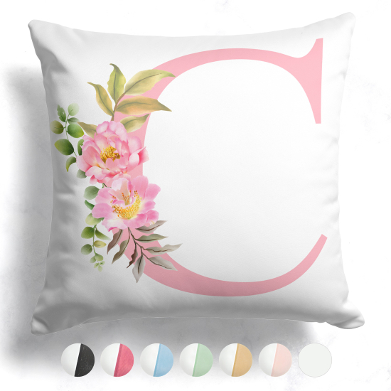 Cojín bicolor personalizado con monograma - Letra C