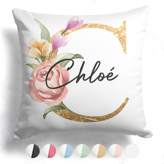 Cojín bicolor personalizado con monograma - Letra C
