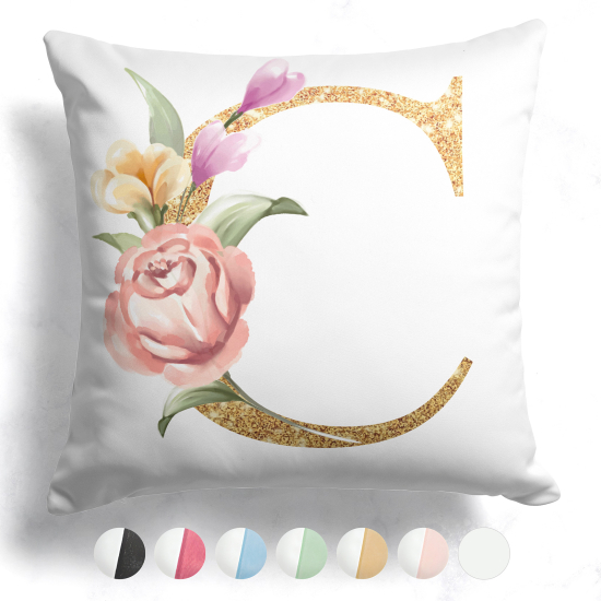 Cojín bicolor personalizado con monograma - Letra C
