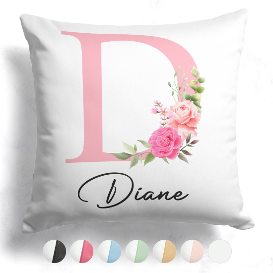 Cojín bicolor personalizado con monograma - Letra D