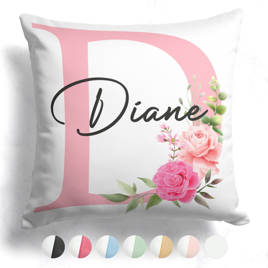 Cojín bicolor personalizado con monograma - Letra D