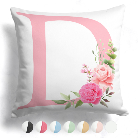 Cojín bicolor personalizado con monograma - Letra D