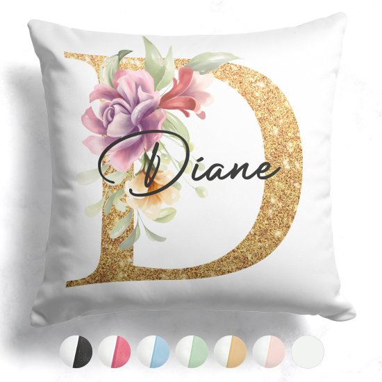 Cojín bicolor personalizado con monograma - Letra D