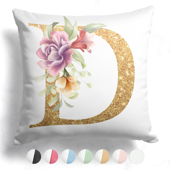 Cojín bicolor personalizado con monograma - Letra D